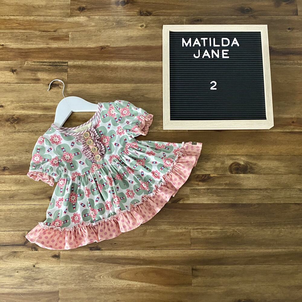 Matilda Jane Happy and Free Life Is A Beach Pink Green Floral Short Sleeve Top 2
